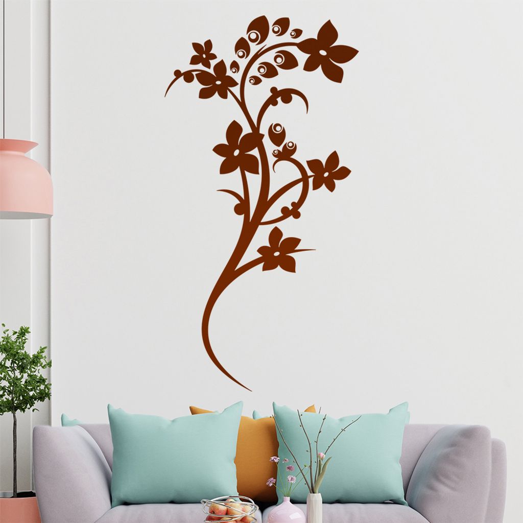 Schöne Blüten Ranke Wandtattoo in 6 Größen - Wandaufkleber Wall Sticker - Dekoration, Küche, Wohnzimmer, Schlafzimmer, Badezimmer
