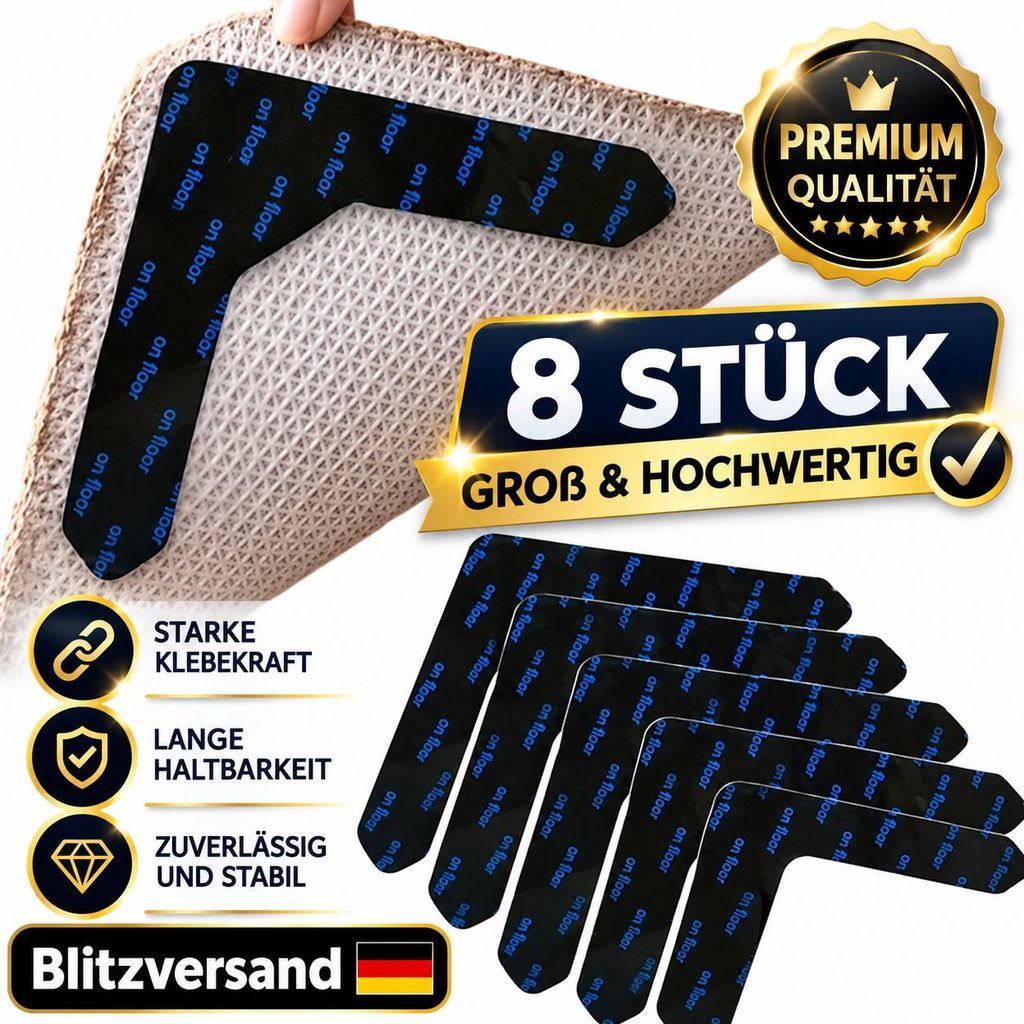 8 × selbstklebende Anti Rutsch Teppich Ecken Pads – Produktbild 