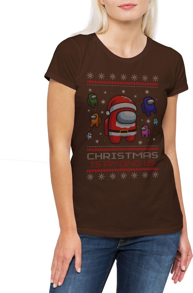 Urban Backwoods Christmas Crewmate, Damen T-Shirt, Farbe: Braun, Größe: L