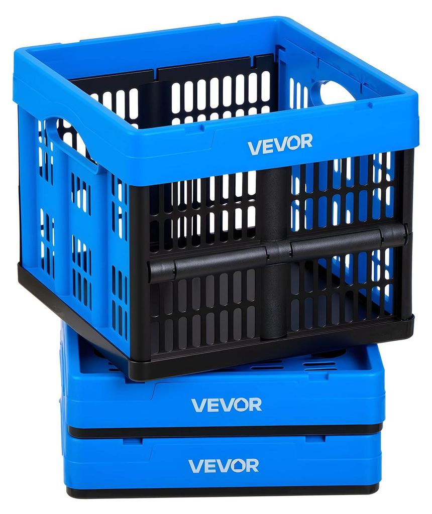 VEVOR Klappbox 25 L 3er-Pack, Faltbare Aufbewahrungsboxen aus Kunststoff, Stapelbare Klappkörbe mit Griffen, Tragkraft 10 kg pro Box, Klappkiste, ...