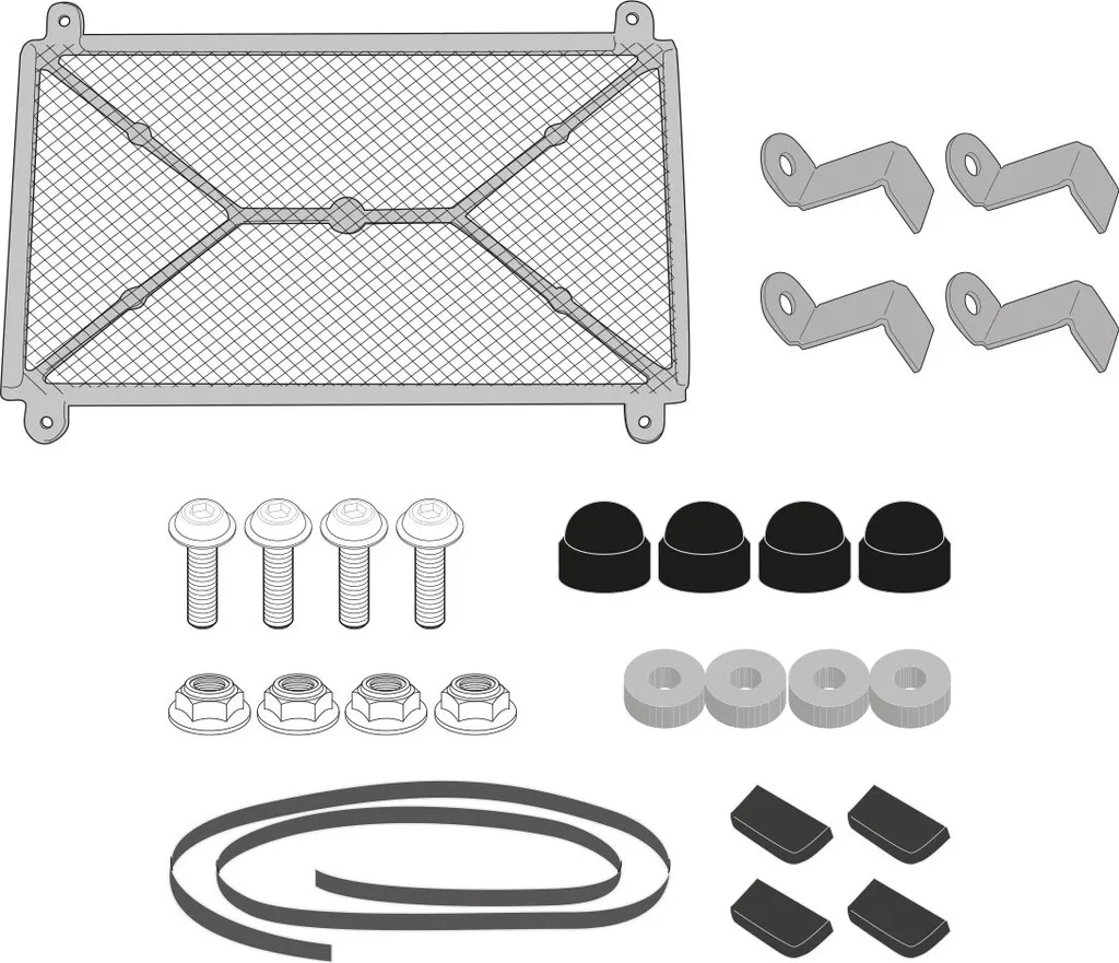 Grille de protection radiateur en acier noir robuste pour moto de route