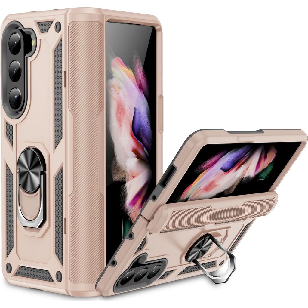 Mobigear Armor Ring Samsung Galaxy Z Fold 5 Hülle Hardcase Backcover Stoßfest mit Ringhalter - Gold