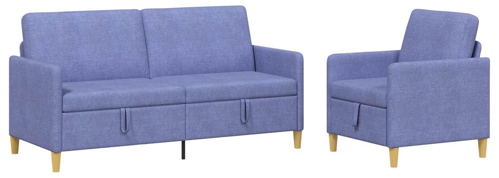 vidaXL Sofa Set mit Stauraum 2 pcs Jeans blau Polyester