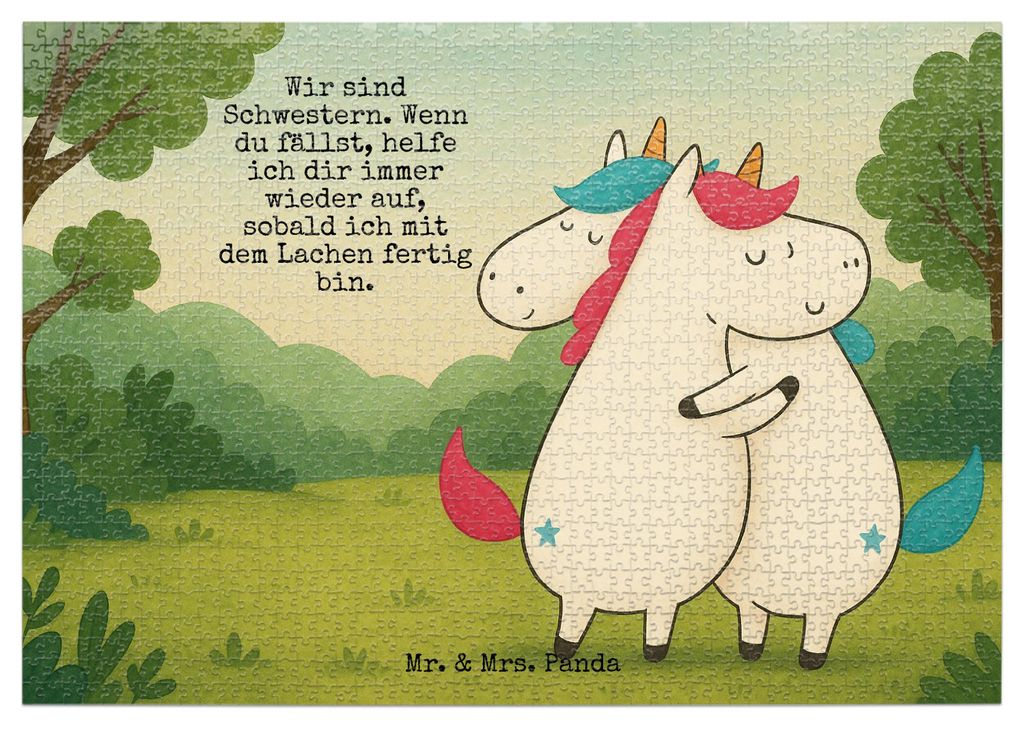 Mr. & Mrs. Panda Puzzle Einhörner Umarmen Design 1500 Teile - Weiß - Geschenk, Puzzlespiel, Schwestern, Freundin, Unicorn, 500, Einhorn, Sister, ...