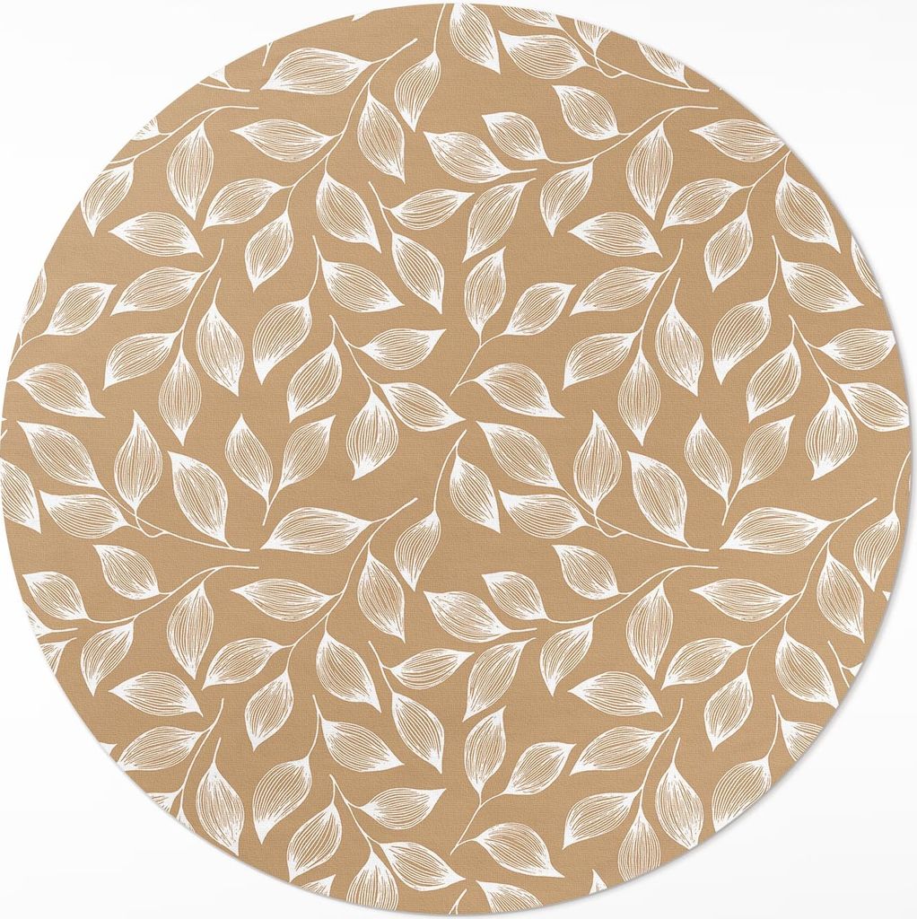 Boho lineare Zweige mit Blättern– Vinylteppich – Indoor Teppich – Flur – Pflegeleicht – Runder Teppich – PVC Teppich – Outdoor Teppi...