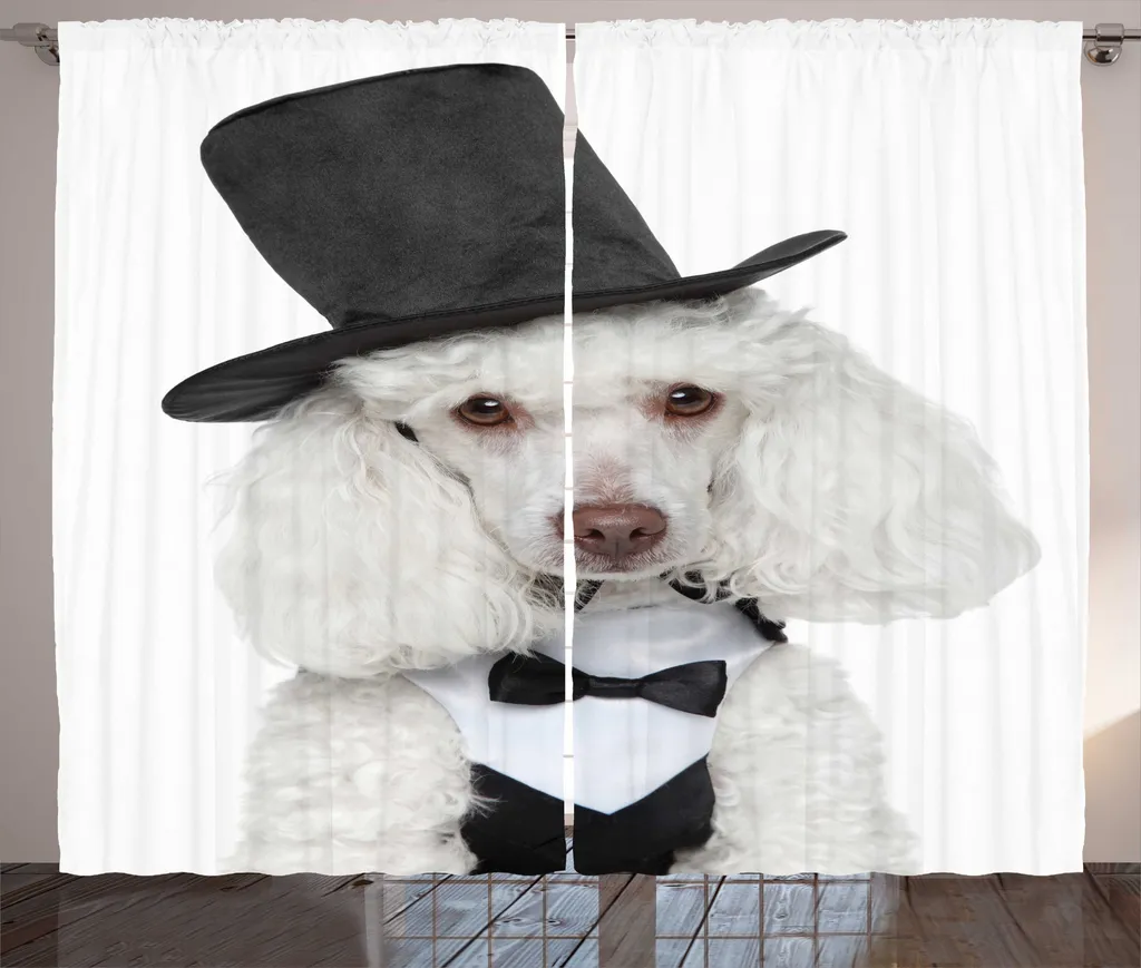 Rideau occultant décoratif chien pour habiller de grandes fenêtres 280x225