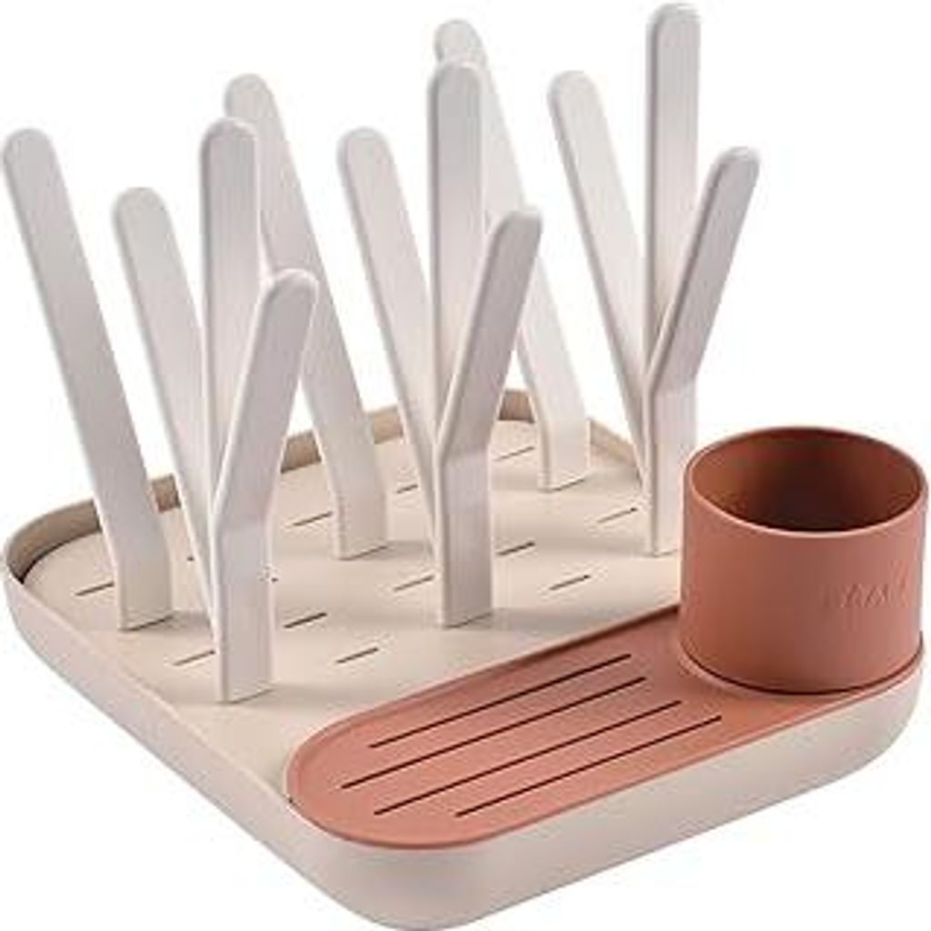 Abtropfgestell Babyflaschen, Großes Fassungsvermögen, Modular, Bis zu 6 Flaschen und Kindergeschirr, Zubehörtopf, Optimierter Abfluss, Leicht zu...