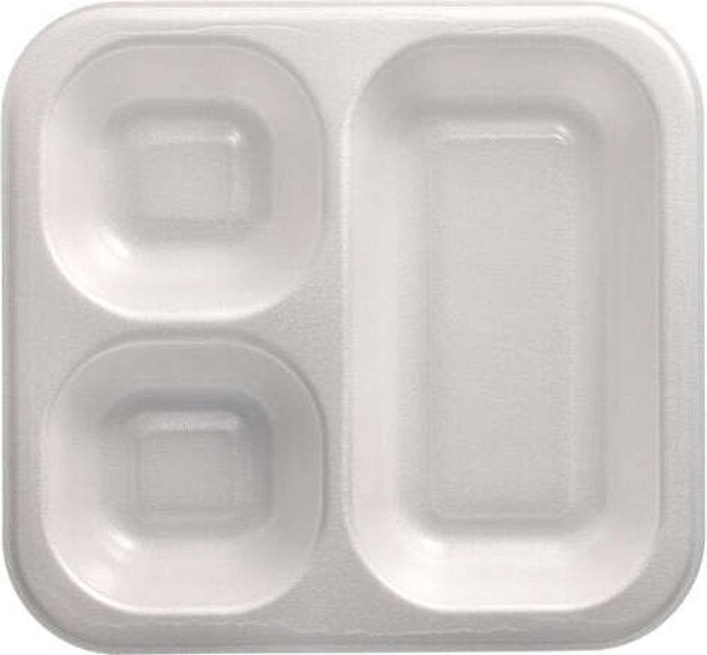 Siegelschalen, XPS 3-geteilt 1150 ml 4,2 cm x 24,5 cm x 26,5 cm weiss laminiert