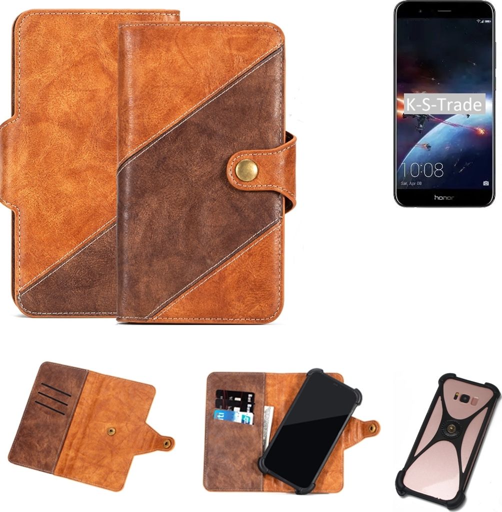 K-S-Trade Handy-Hülle Schutz-Hülle Bookstyle Case Wallet-Case kompatibel mit Huawei Honor 8 Pro Handy Cover Bumper Kantenschutz Smartphone