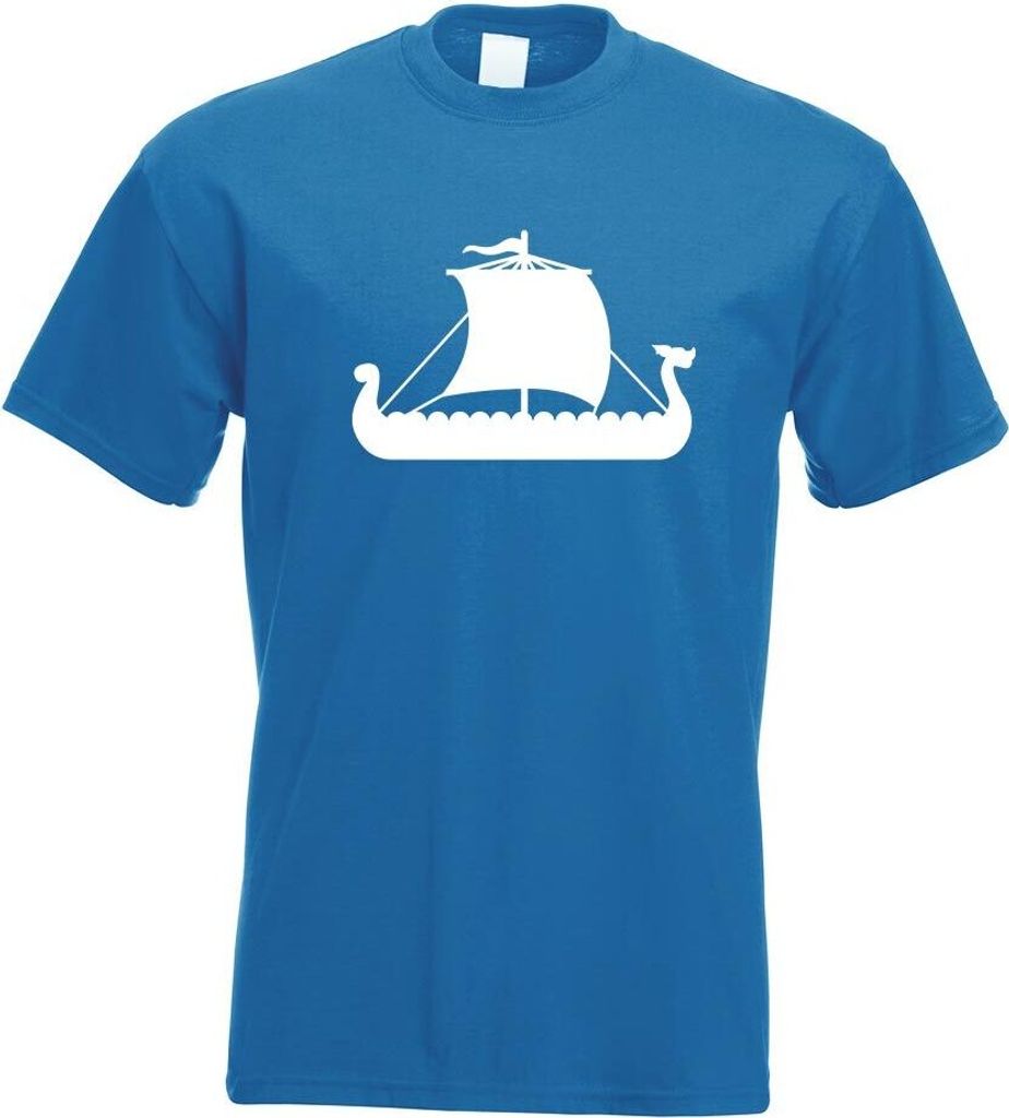 Kiwistar - T-Shirt - royal - Wikinger Schiff Drachenboot Motiv Bedruckt Funshirt Design Print - mit Motiv Bedruckt - Funshirt Design - Sport - Frei...