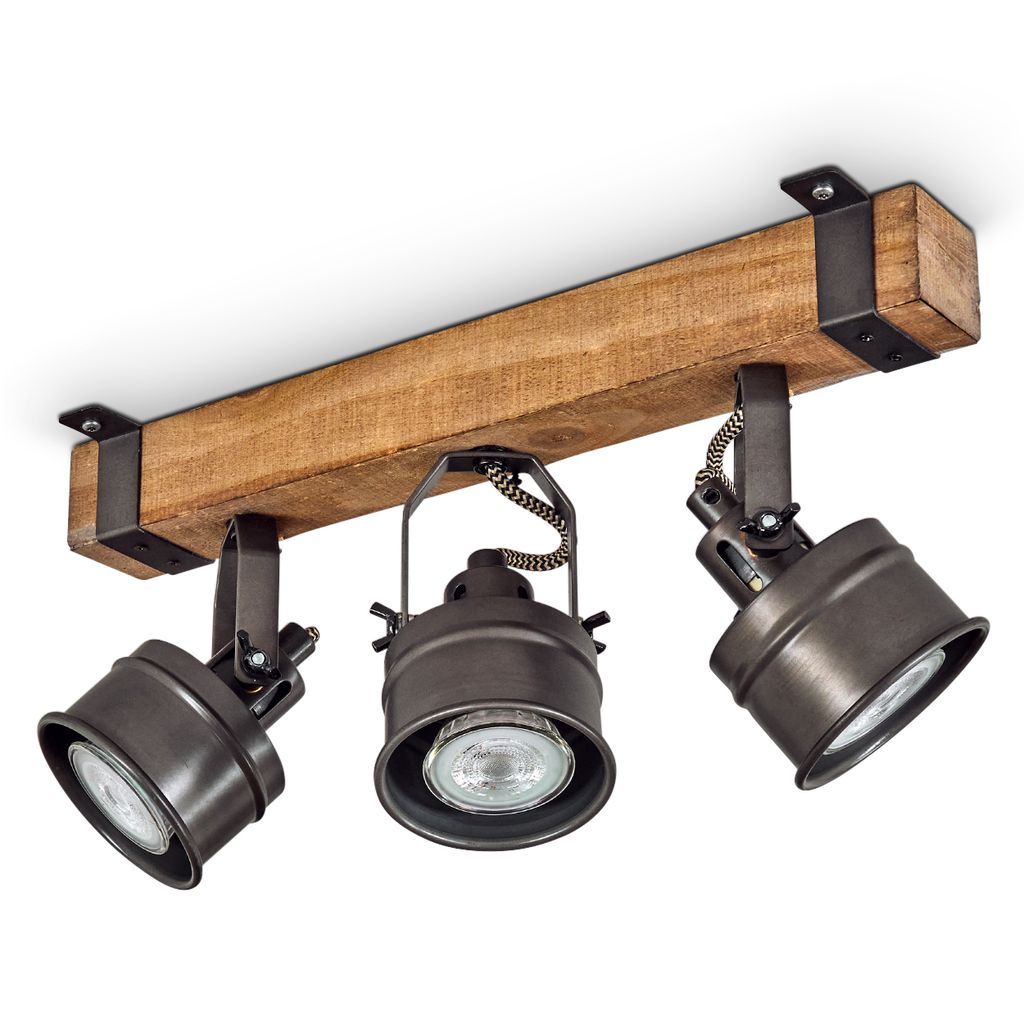 Villanuova »Villanuova« Deckenlampe aus Metall/Holz in Schwarz/Braun