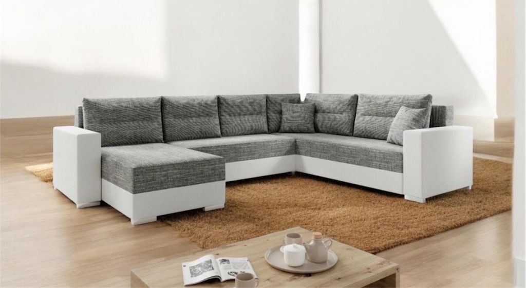 AX LIVING Lovere ecksofas groß 314 cm weiß grau Produktbild 