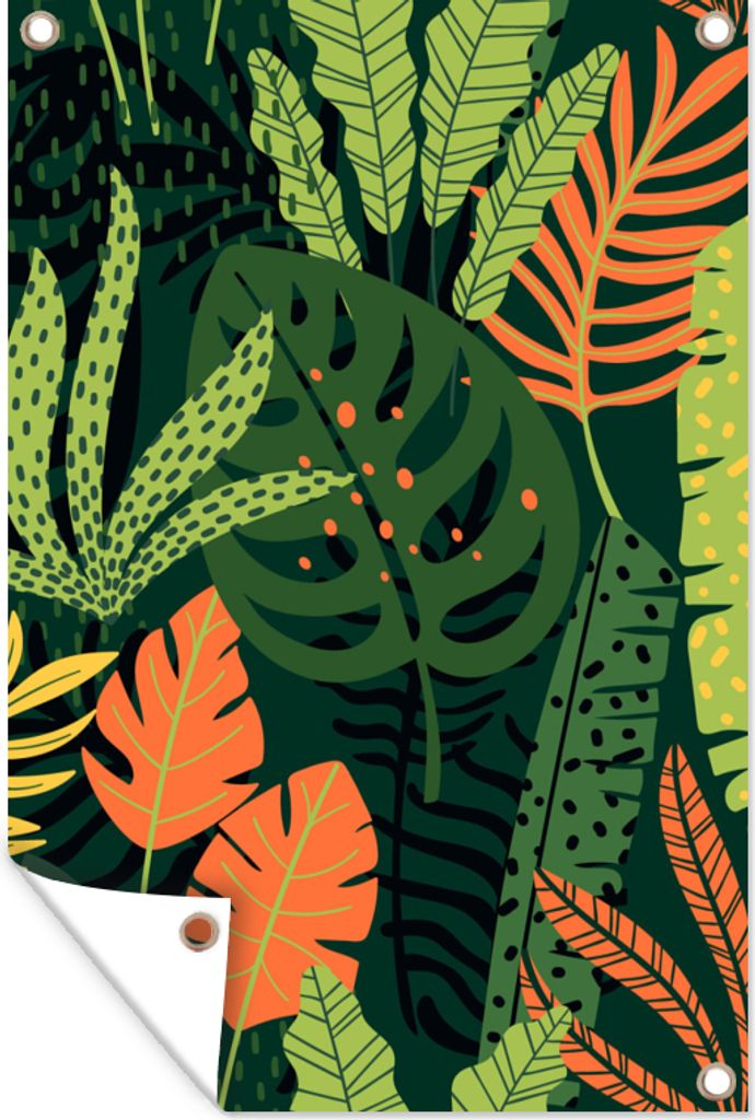 MuchoWow 40x60 cm Outdoor-Poster Gartendeko Sichtschutz Garten Poster für den Garten Dschungel - Muster - Blätter - Jungen - Mädchen - Kind