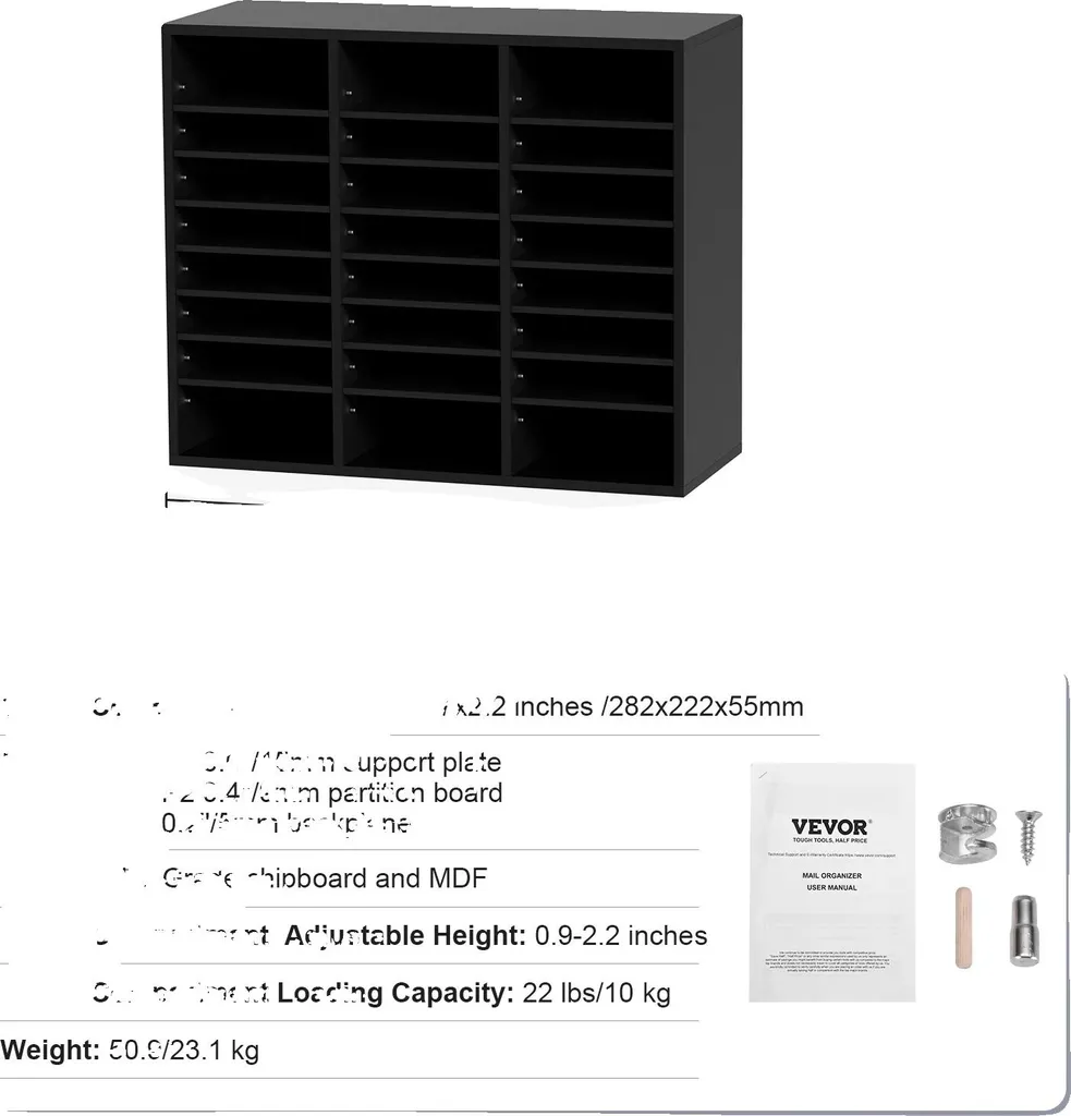 Bibliothèque Noire Modèle Noir-24 avec Étagères Réglables et Modulables