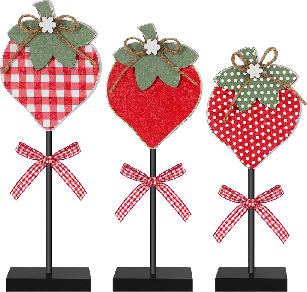 Teile/satz Sommer Erdbeere Tisch Zeichen Bauernhaus Rustikalen Holz 3D Obst Home Büro Wohnzimmer Mittelpunkt Desktop Dekoration Ornament