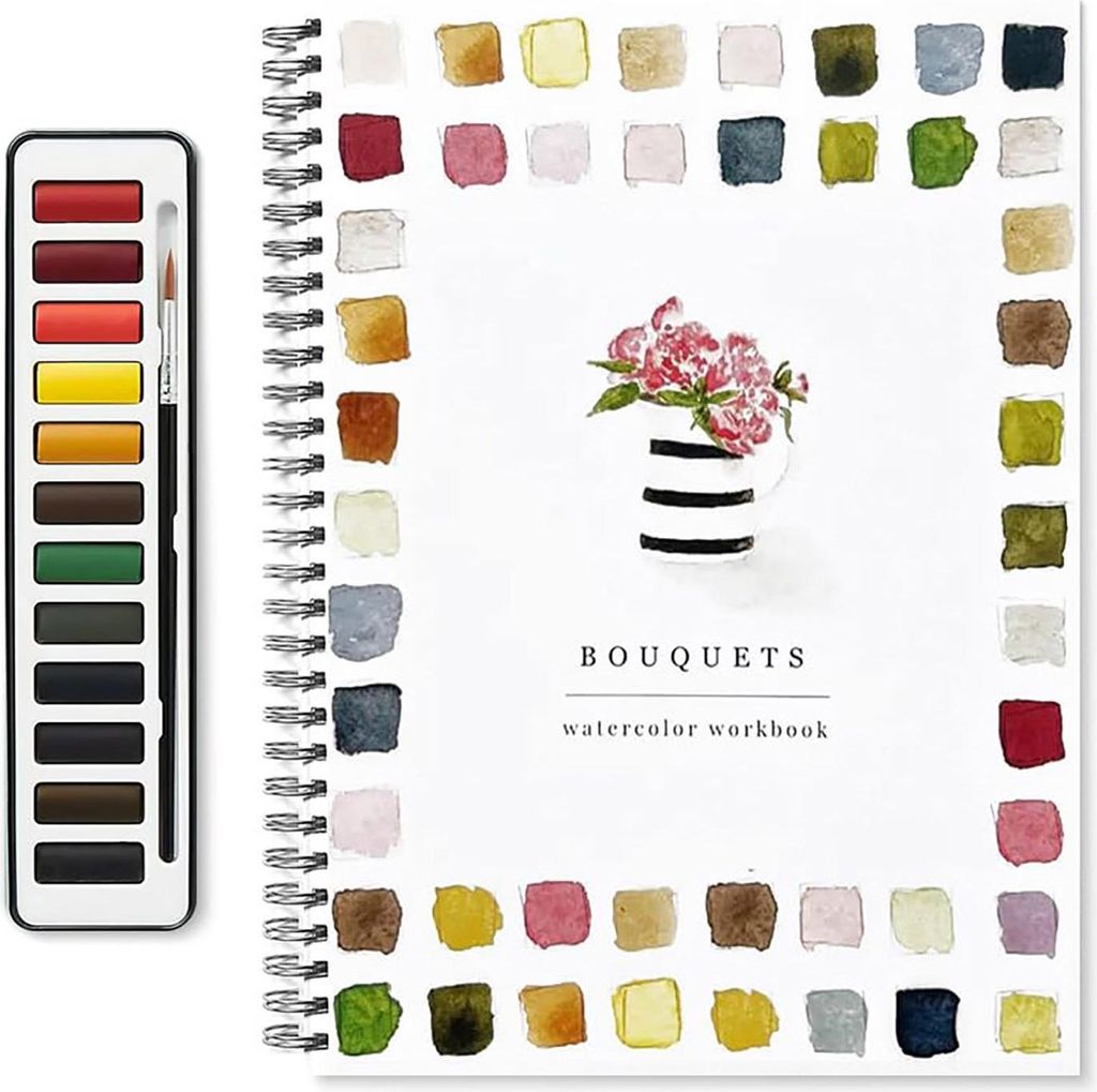 Aquarell-Übungsbuch mit 12 Farben: Vögel, Blumen, Tiere – Aquarell-Malbuch für Kinder, Kunsthandwerk, Malutensilien für Anfänger (E)