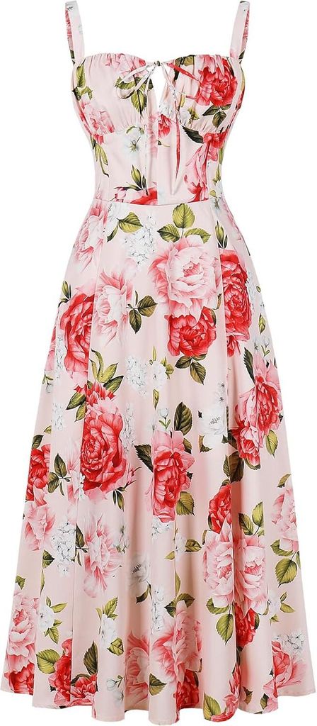 ASKSA Damen Sommer y aermellos Spaghettitraeger Boho Blumen Produktbild 