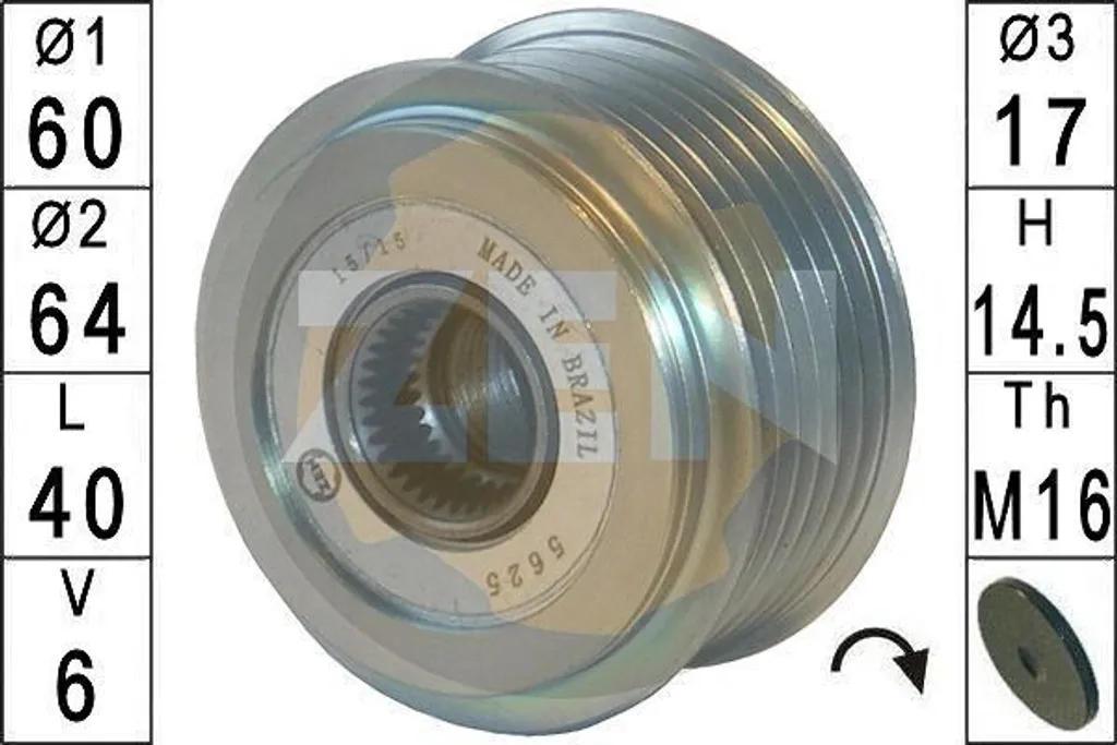 Roue Libre Alternateur ZN5625 Haute Durabilité pour Astra J 1.3 1.7 CDTI