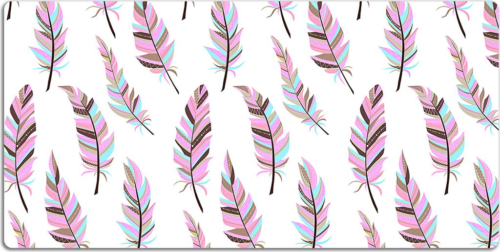 Schreibtischmatte Tischunterlage 100x50 cm Mauspad - Rosa Federn