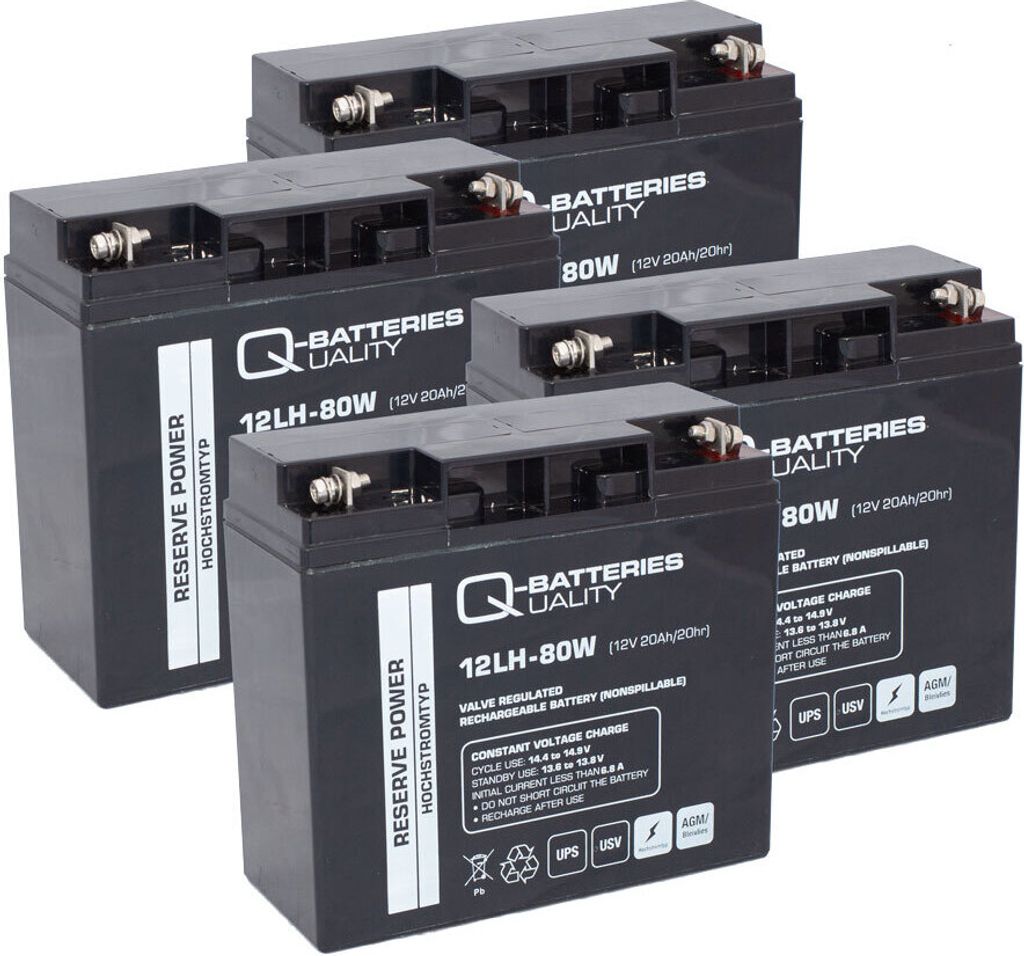 Ersatzakku für RBC11, RBC55 AGM Batterie 12V 20Ah (4 Akkus)