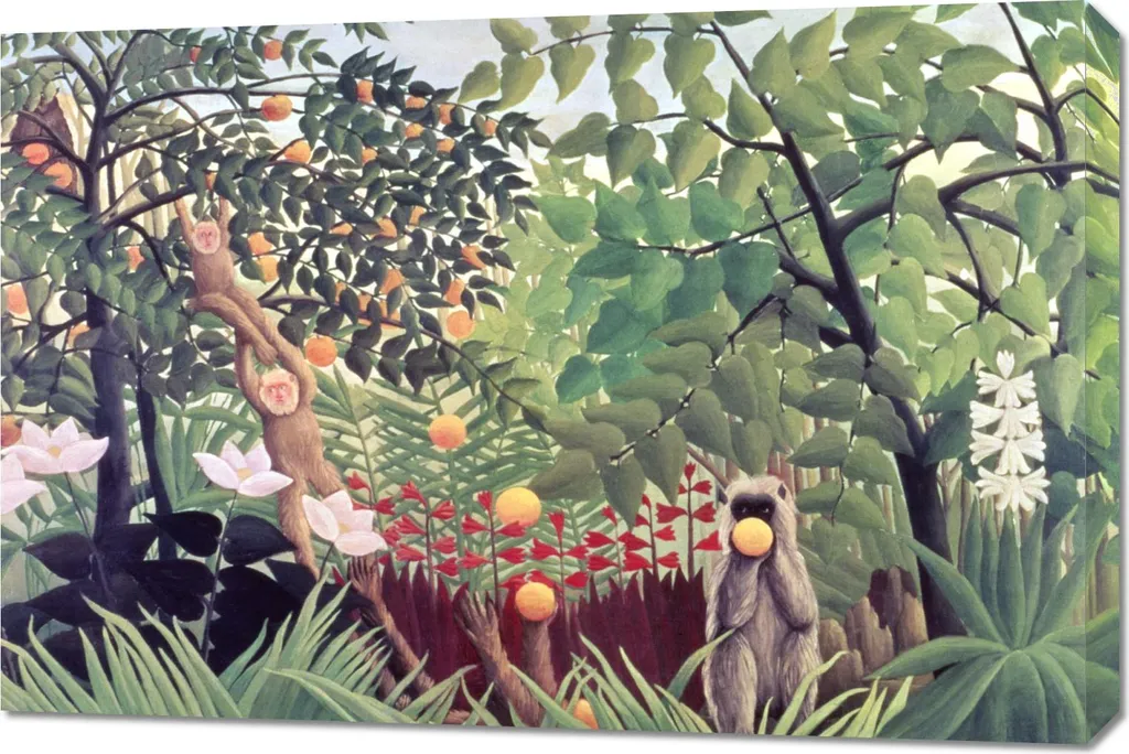 Quadro 90x60 cm Paesaggio esotico, Rousseau Vintage per il salotto