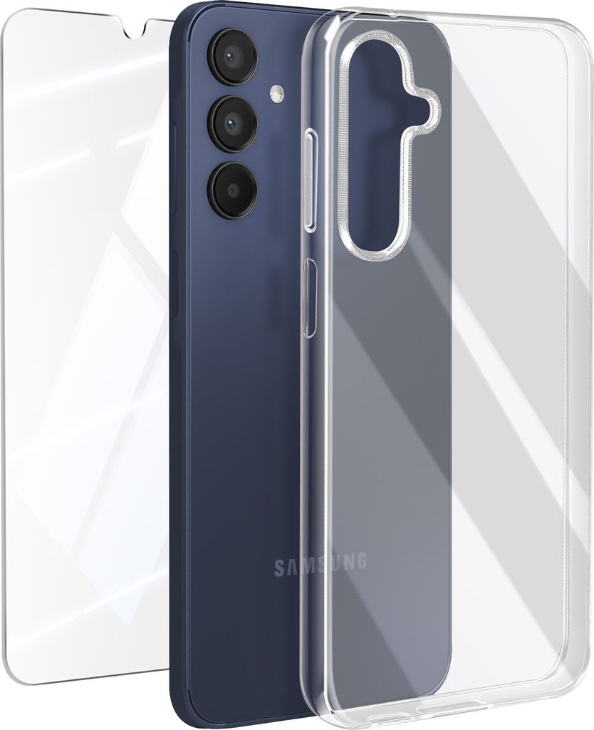 Mayaxess, Schutz-Set für Samsung Galaxy A15 5G Hülle und 9H Bildschirmfolie, Transparent