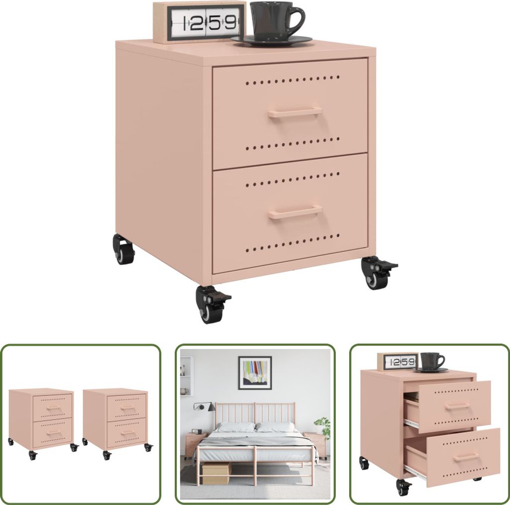 The Living Store Nachttische 2 Stk. Rosa 36x39x43,5 cm Produktbild 