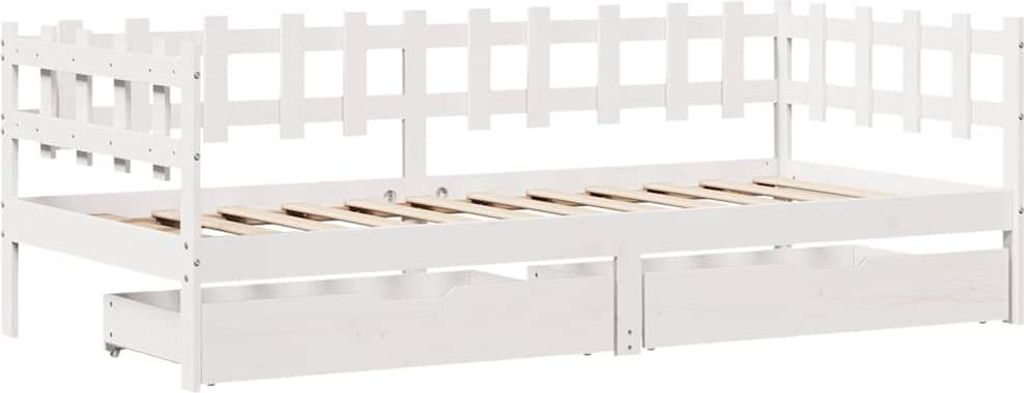(Robust Möbel)Tagesbett - Einzelbett/Jugendbett - Robust und langlebig - mit Schubladen Weiß 80x200cm Kiefernholz - Klassische Betten DEMöbel411...