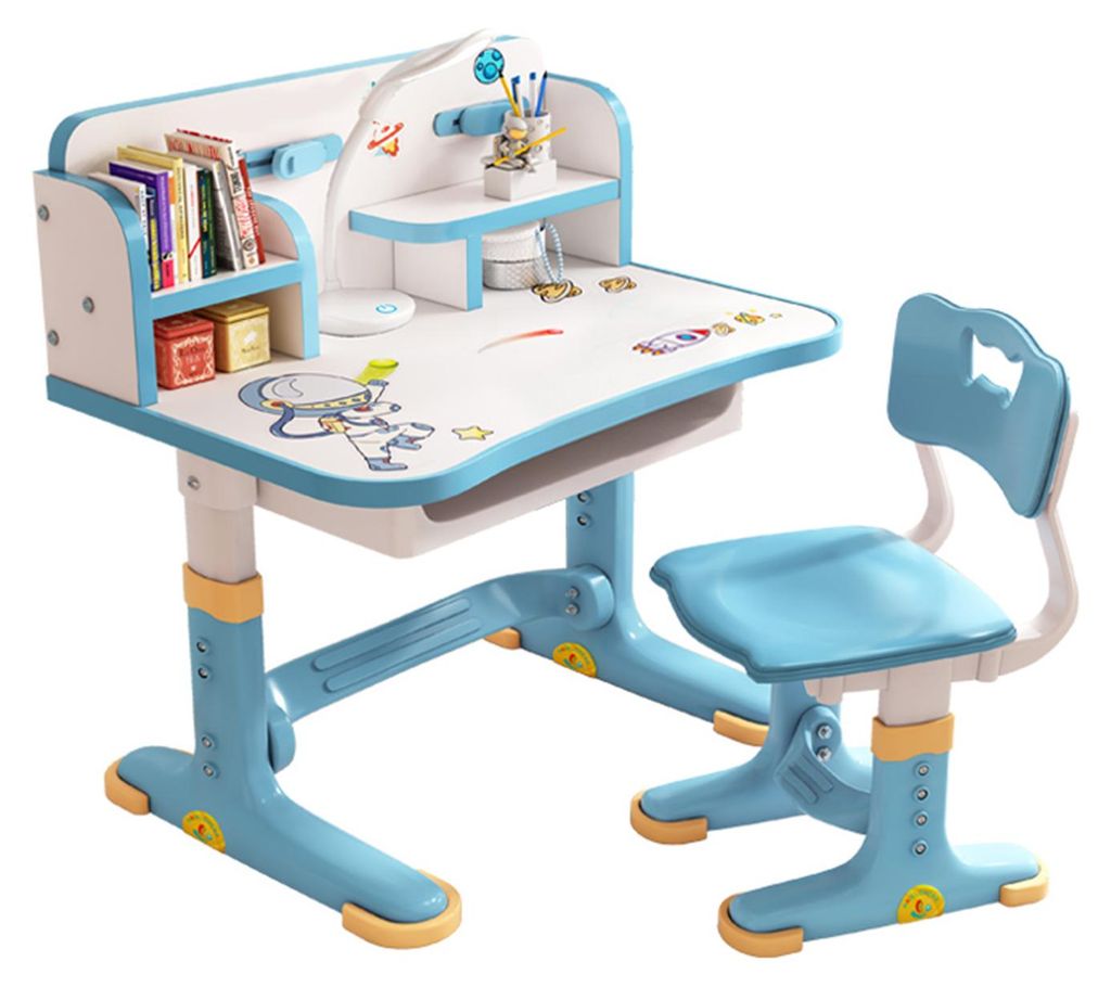 Kids Fun Kinderschreibtisch Set höhenverstellbar mit Schublade und Stuhl-blau