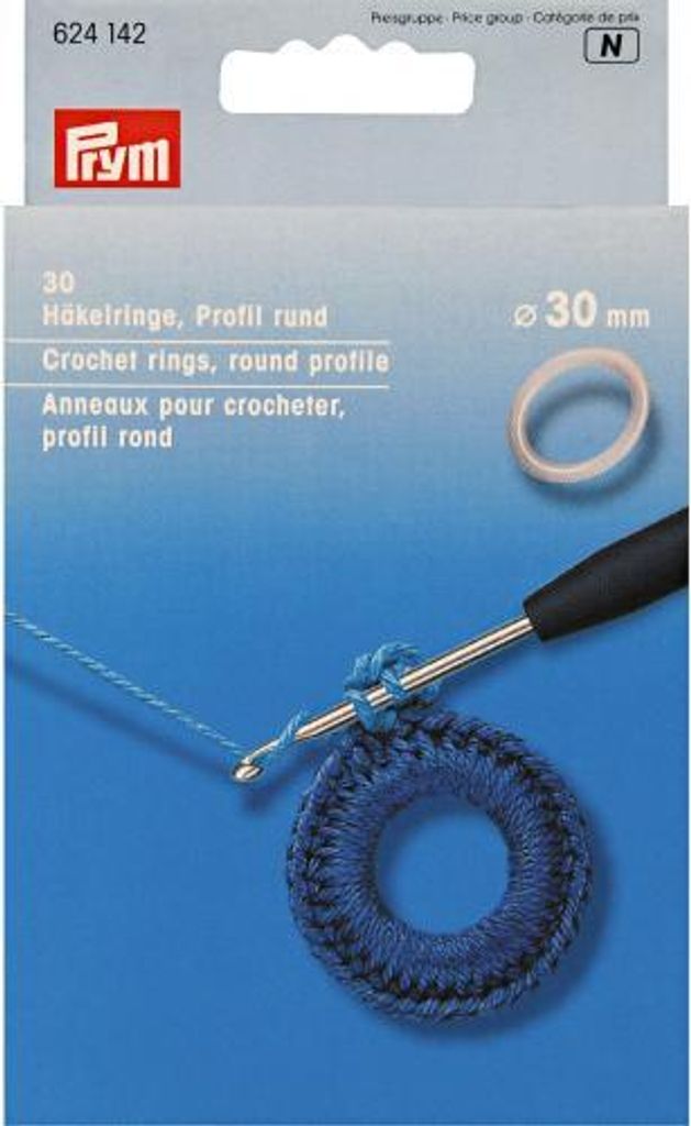 PRYM Häkelringe flach, Kunststoff, Ø 30 mm, weiß