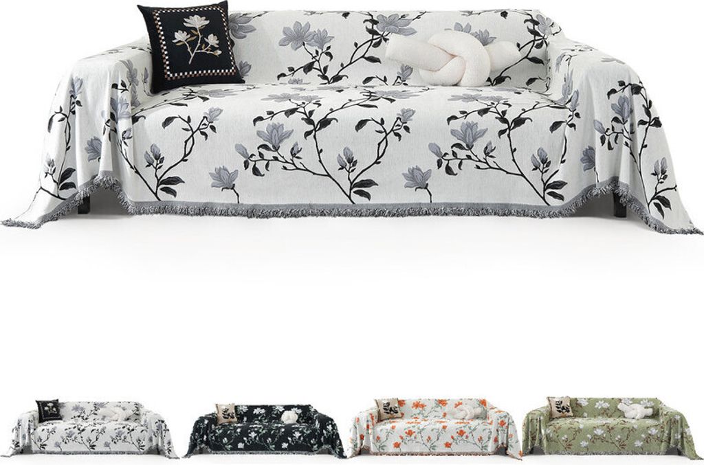 (Grau,180*300cm)Sofa-Decke Atmungsaktiv Sofabezug Wohndecken Chenille-Jacquard-Material Kein Pilling Doppelseitige Farbe Sofa überzug für 1...
