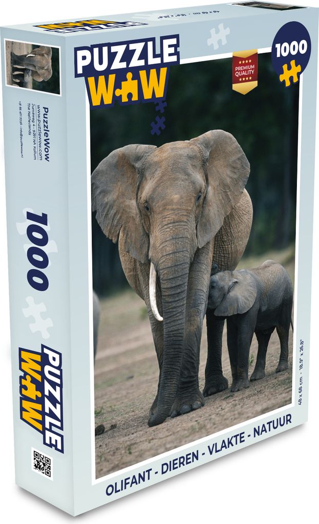 MuchoWow Puzzle 1000 Teile Elefant - Tiere - Flachland - Natur - Spielzeug - Alt und Jung - Spiele - Puzzeln
