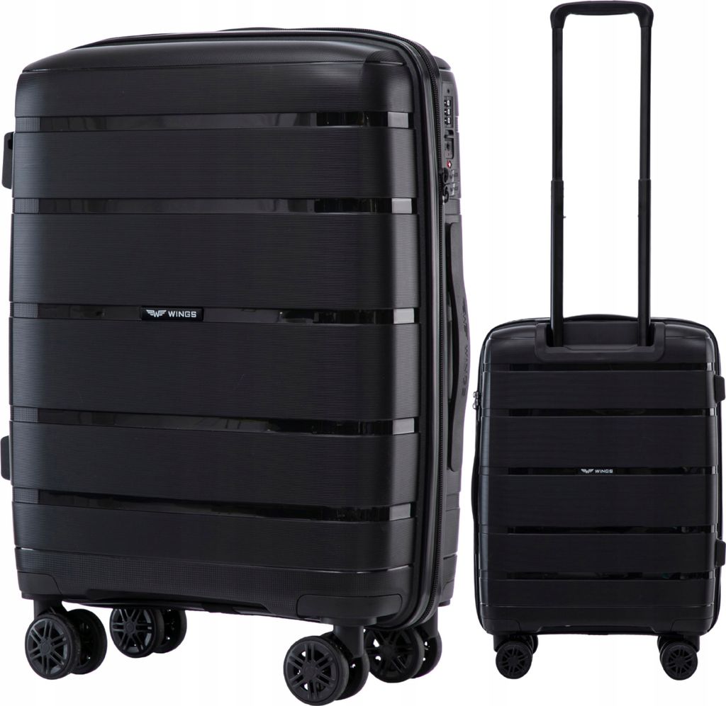 WINGS Kabinentrolley 38L TSA Schwarz Polypropylen