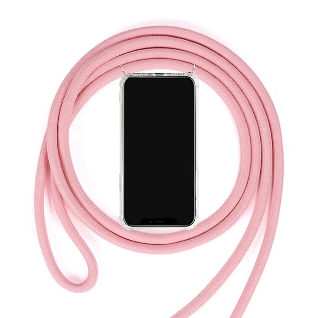 Custodia protettiva con catena per telefono cellulare per Apple iPhone 11 Pro Max 6,5 pollici lunghezza regolabile Custodia sottile Custodia per telefono cellulare all'aperto in TPU antiurto Protezione extra Leggero Rosa - 2