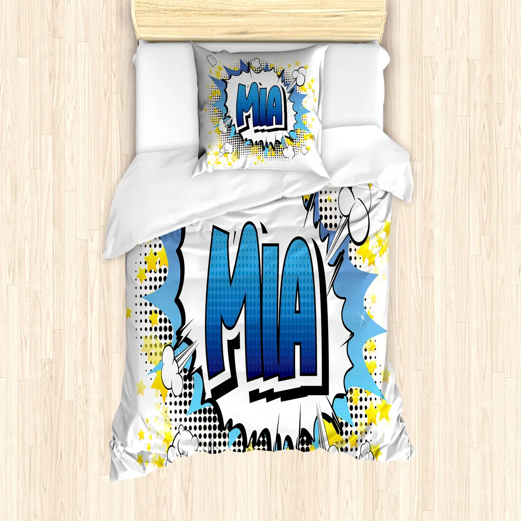 Housse de Couette pour Lit Enfant et Ado Motif Art BD Mia 135 x 200 cm