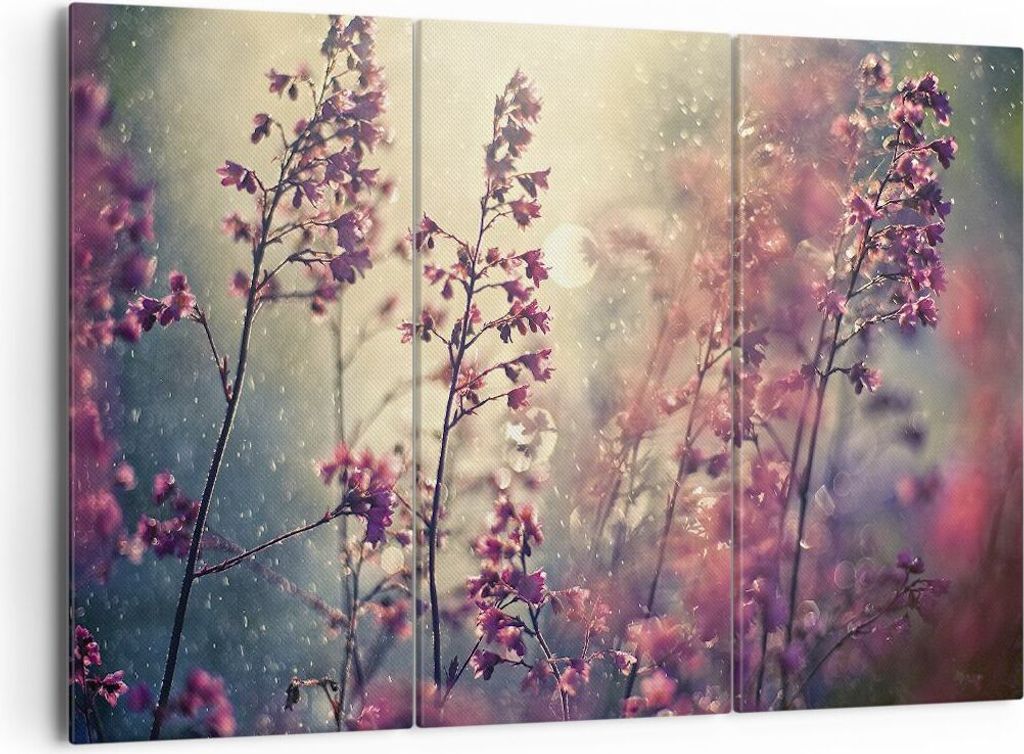 Bild auf Leinwand - Leinwandbild - 3 Teile - Blumen Regen Produktbild 