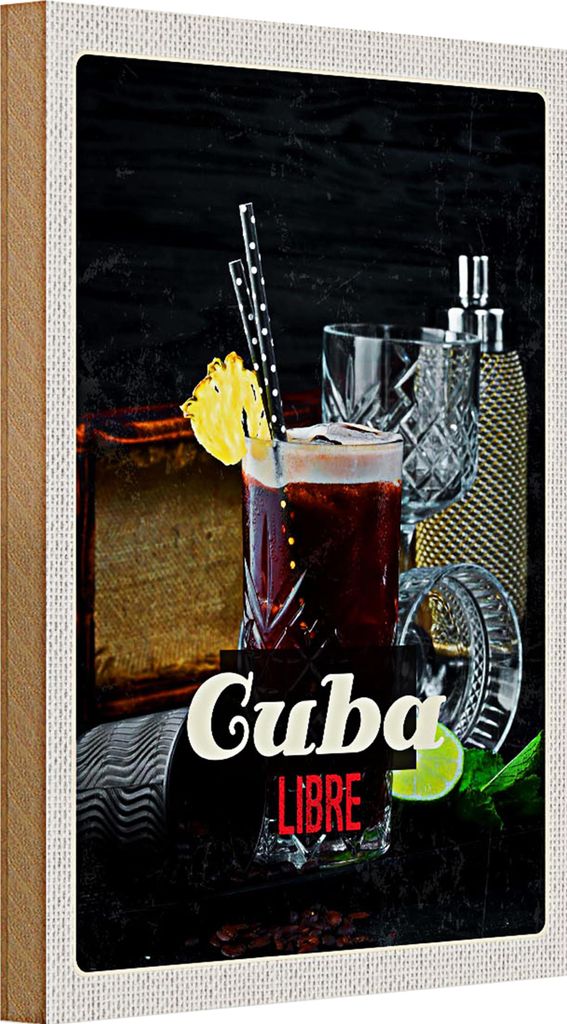 Holzschild Reise 20x30cm Cuba Karibik Urlaub Getränke Libre
