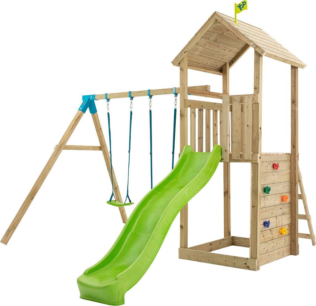 TP Toys Wolkenkratzer 4 Spielturm Garten mit Rutsche und Schaukel