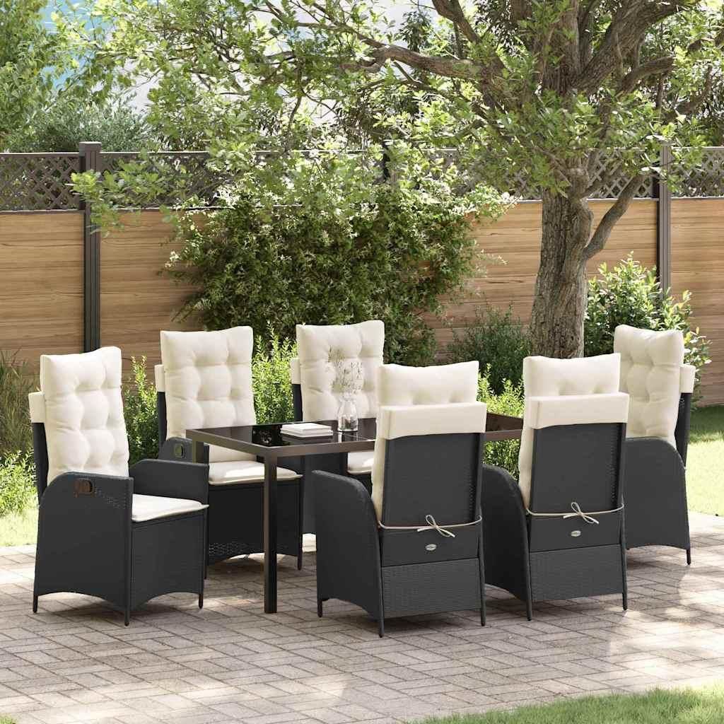 Maison Exclusive - Garten Essgruppe mit Kissen 7 pcs Schwarz Poly-Rattan