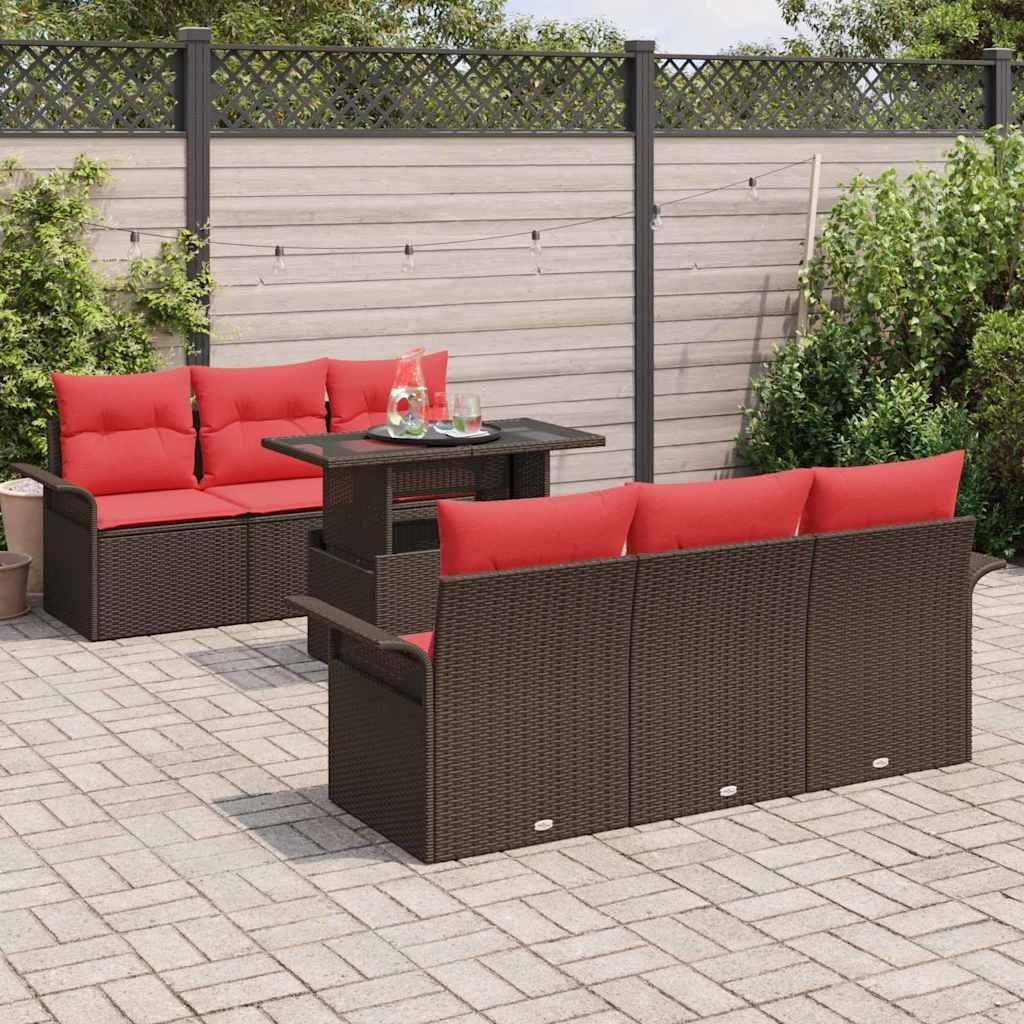 Möbel Balkonmöbel Gartenmöbel-Set - Braun - CLORIS Gartensofa-set mit Kissen mit Speicher 7 pcs - Braun Poly Rattan,68.3 Kg - 345655