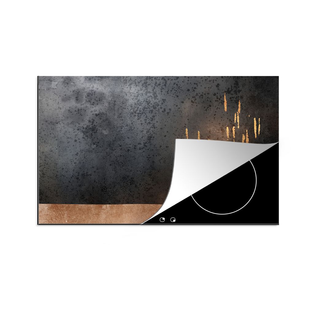 KitchenYeah Herdabdeckplatte Abstrakt - Gold - Design , 81x52cm, Küche Deko, Glaskeramikkochfeld Herdabdeckung, Abdeckplatte fùr Kochfeld