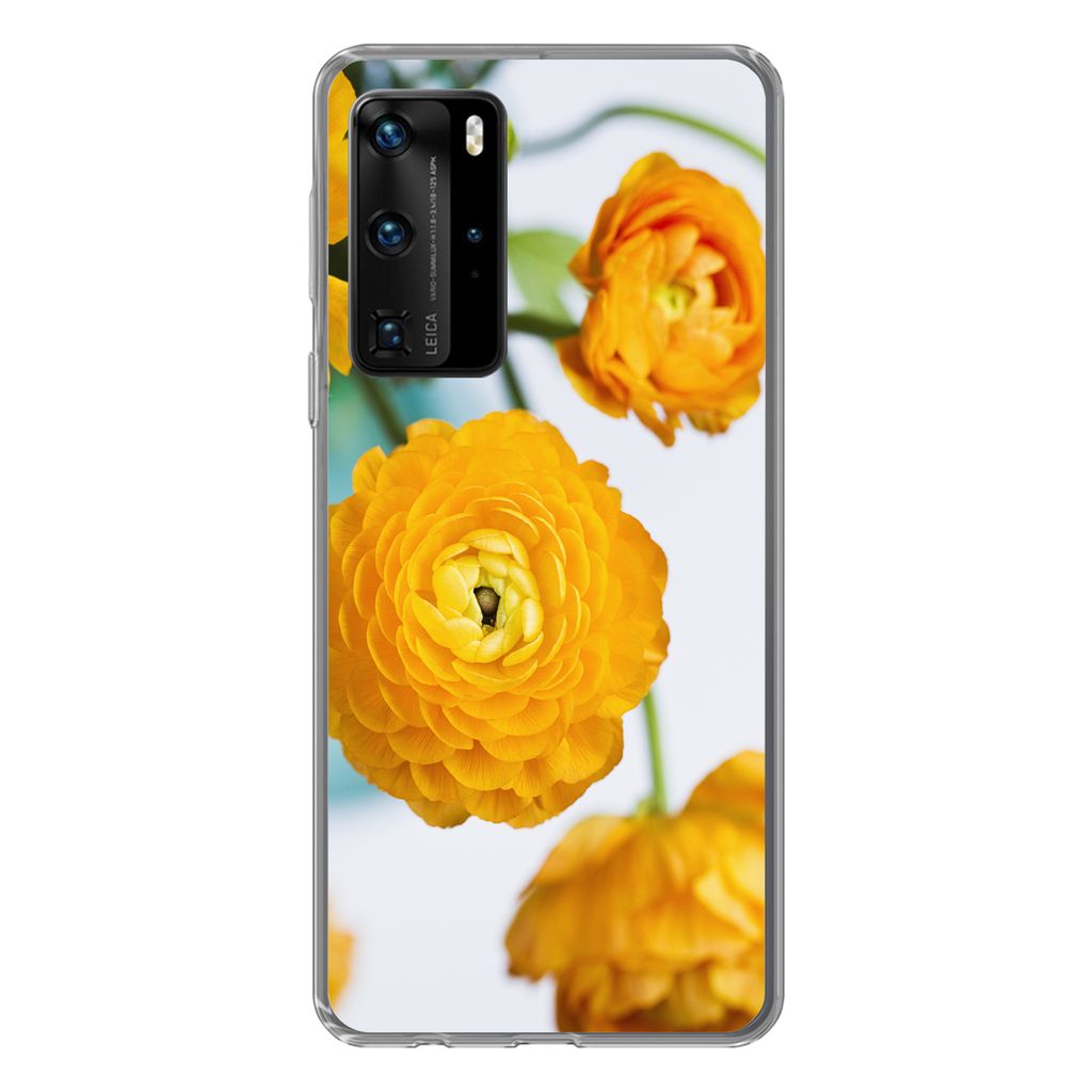 MuchoWow Handyhülle Schutzhülle Hülle für Huawei P40 Pro Blumen - Draußen - Orange Silikon Softcase Handy Hülle - Schutz