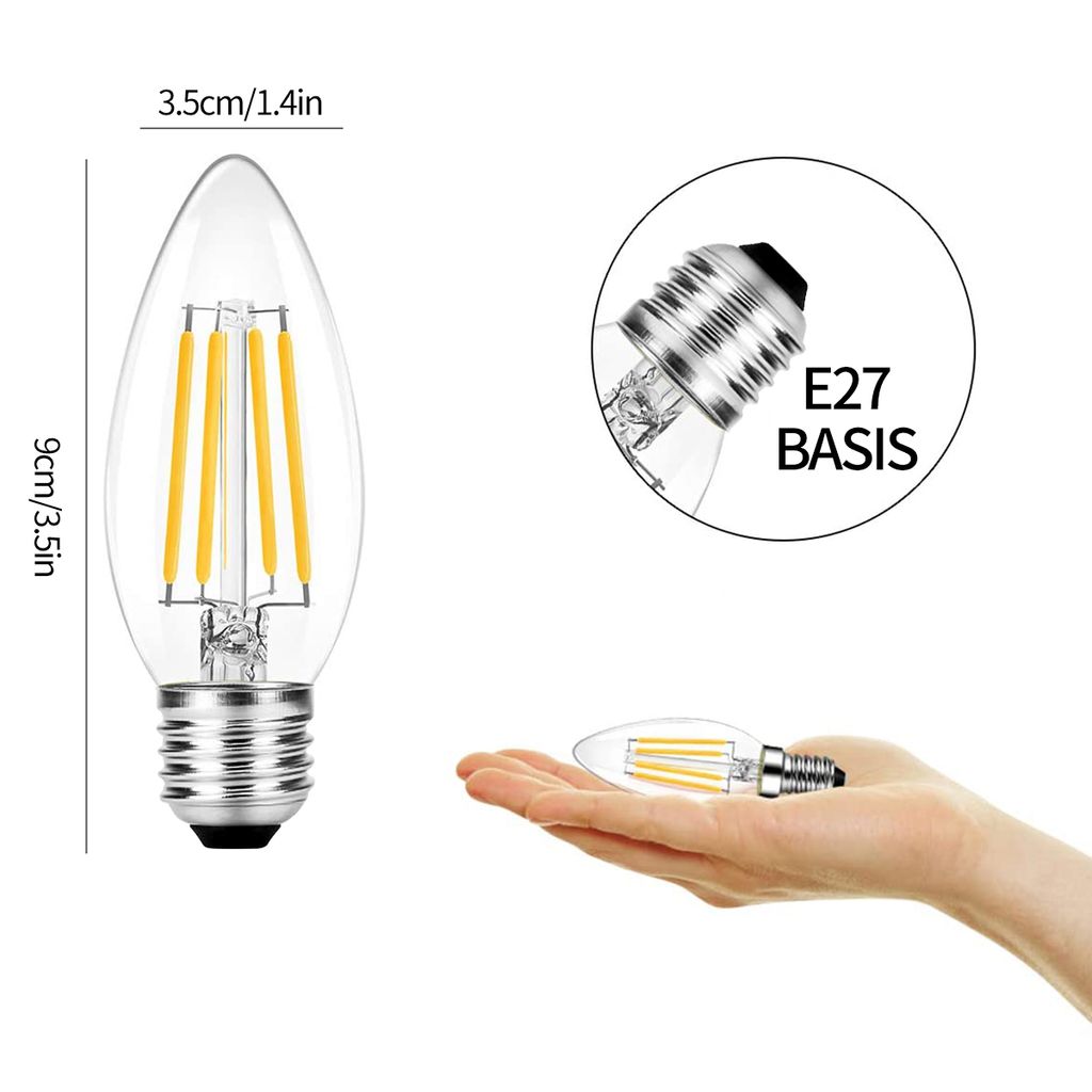 6x E27 LED Lampe Nicht Dimmbar Filament Birnen Warmweiß 4W Edison LED Glühfaden 