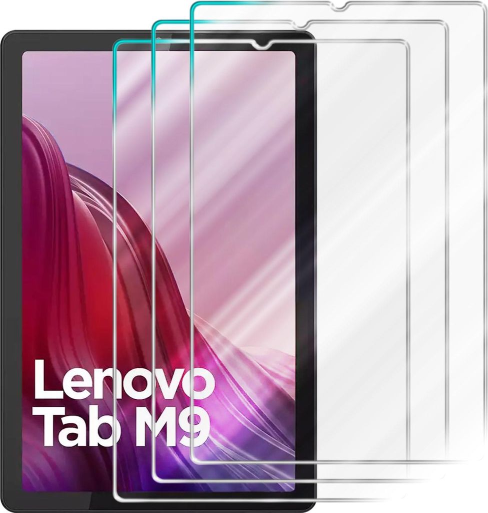 Cadorabo 3x Schutzfolie für Lenovo Tab M9 in KRISTALL KLAR Gehärtetes Tempered Display-Schutzglas Panzerfolie