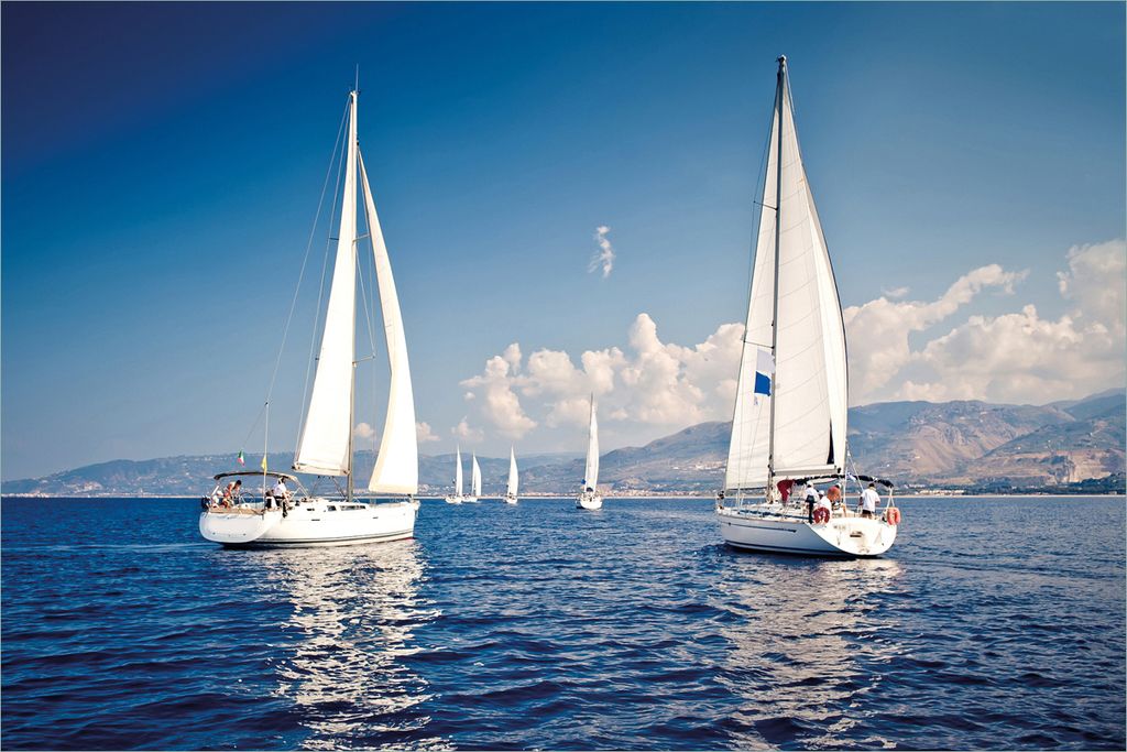 Wallario selbstklebendes Poster - Segelschiff auf dem Mittelmeer, Größe: 61 x 91,50 cm