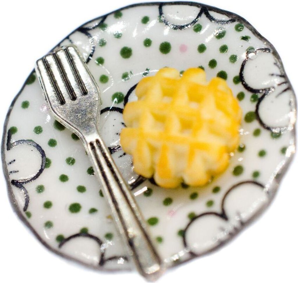 Waffel Teller Brosche Waffeln Kuchenteller Miniblings Essen Dessert Dots Punkte