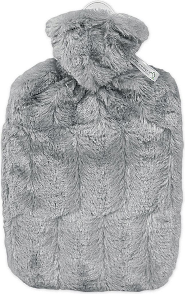 HUGO FROSCH 0570 Wärmflasche Klassik Soft, Tierfelloptik, 1,80 l, grau