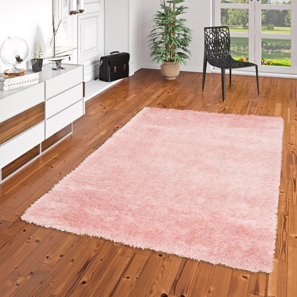 Hochflor Langflor Shaggy Teppich Glow Rosa, Größe:160x230 Produktbild 