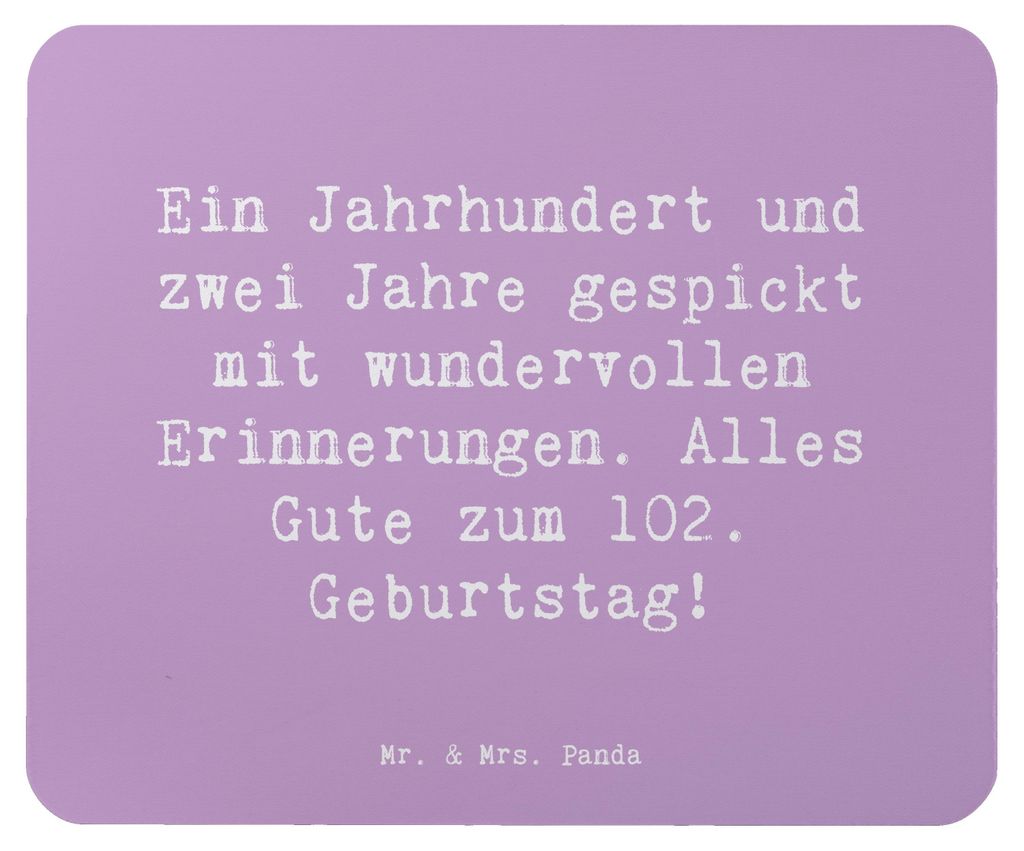 Mr. & Mrs. Panda Mousepad Spruch 102. Geburtstag - Lavendeltraum - Geschenk, Happy Birthday, pc mauspad, wundervolle Erinnerungen, Mouse Pad, beson...