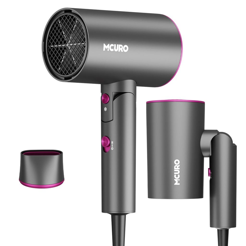 MCURO Ionen Haartrockner 2100W, Profi Föhn mit 2 Heizstufen & 3 Geschwindigkeiten, Heiß-/Kaltlufttaste, Faltbarer Reisehaartrockner mit Diffusor ...